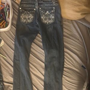 Women's Blue Jeans with Embellished Pockets